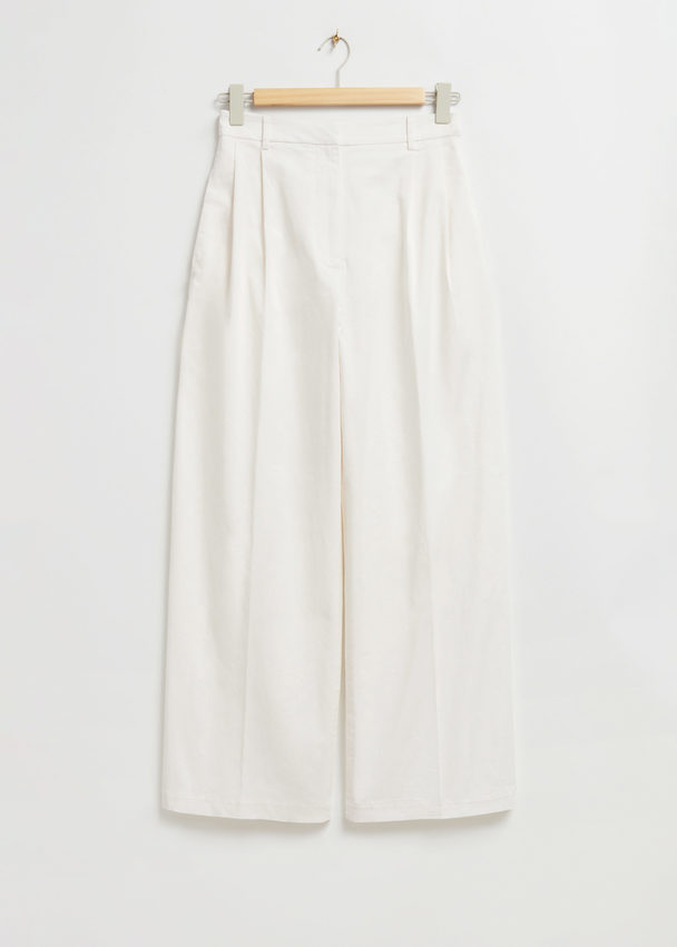 & Other Stories Tailored Straight-leg Trousers Ivory