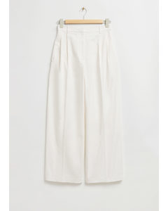 Tailored Straight-leg Trousers Ivory