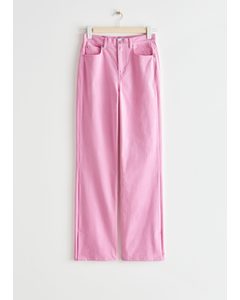 Straight Corduroy Trousers Pink