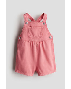 Denim Dungaree Shorts Pink