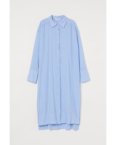 Blusenkleid aus Baumwolle Hellblau/Weiß gestreift