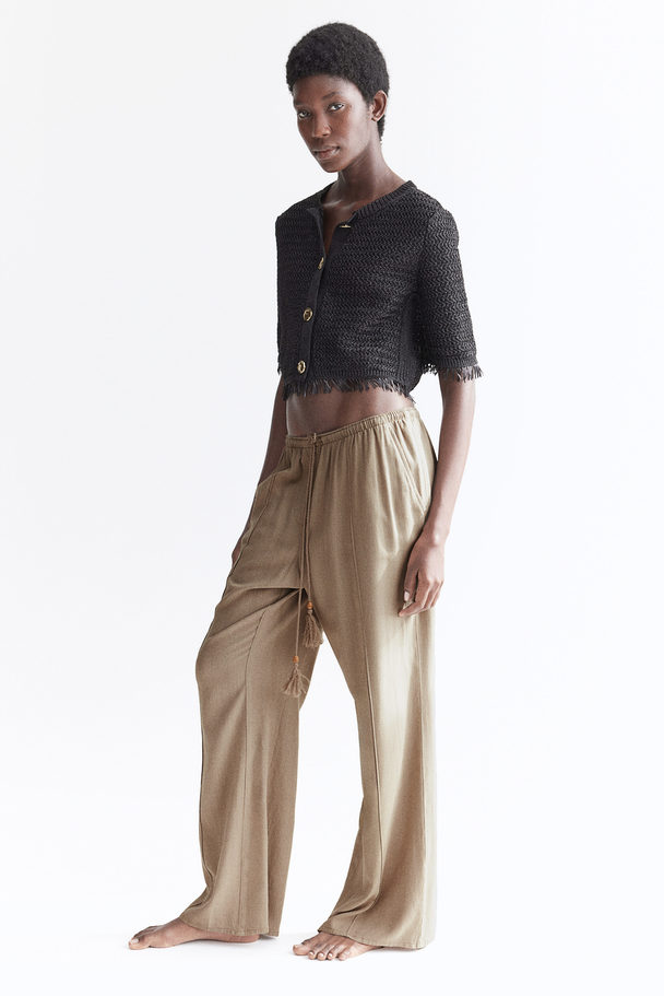 H&M Linen-blend Trousers Beige