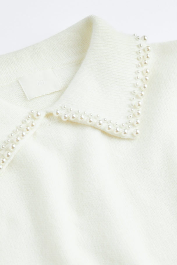H&M Collared Knitted Dress White