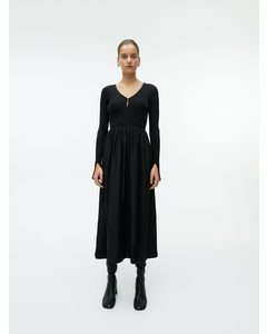 Combined Midi Dress Black