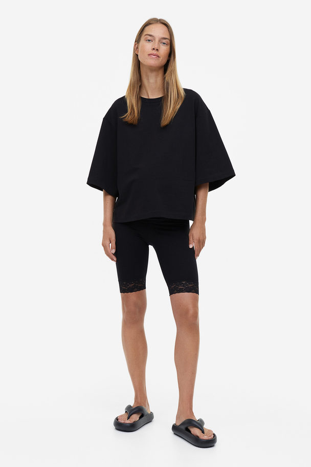 H&M Mama Lace-trimmed Cycling Shorts Black