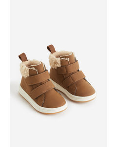 Warm-lined Hi-top Trainers Brown