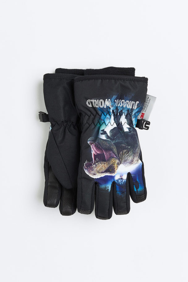 H&M Water-repellent Ski Gloves Black/jurassic World