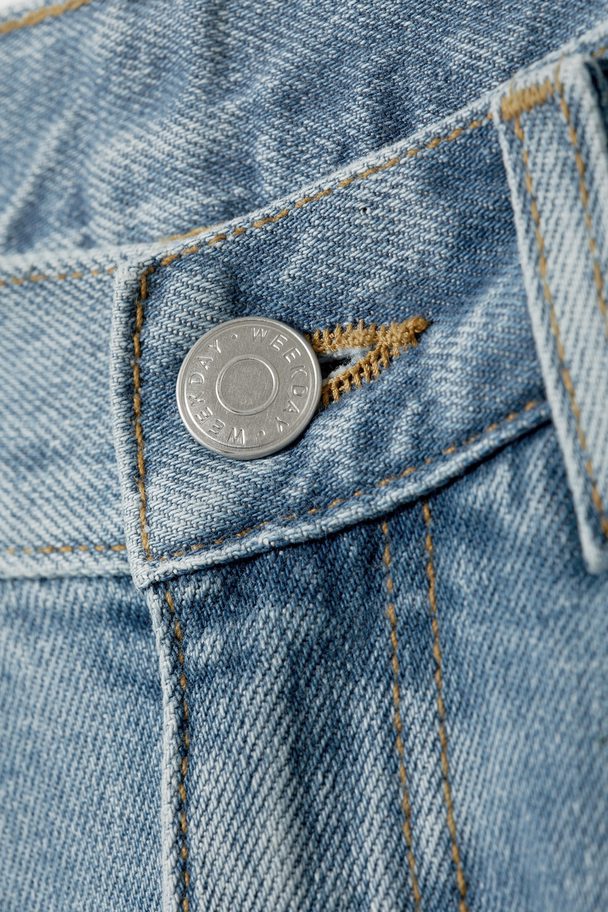 Weekday Twig Rett Slim-fit-jeans Med Mellomhøyt Liv Middels Støvete Blå