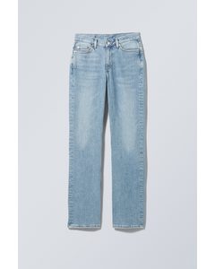 Twig Rett Slim-fit-jeans Med Mellomhøyt Liv Middels Støvete Blå