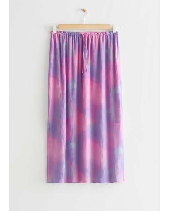 & Other Stories Crinkled Midi Skirt Purple Tie-dye