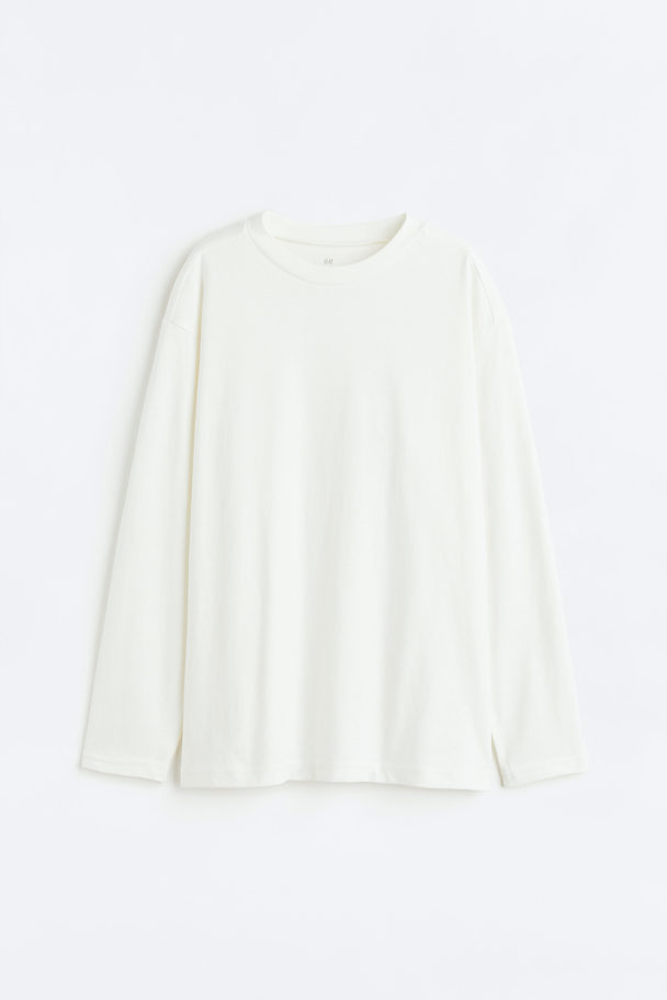 H&M Oversized Long-sleeved Top White