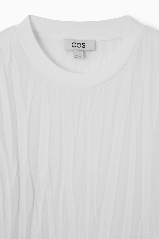 COS Oversized Krøllet T-shirt I Jersey Hvid