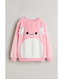Sweatshirt aus Teddyfleece mit Applikationen Rosa/Squishmallows
