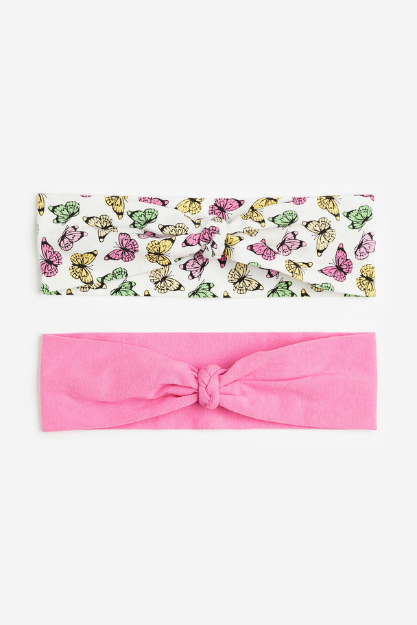 H&M 2er-Pack Haarbänder mit Flechtdetail Rosa/Schmetterlinge