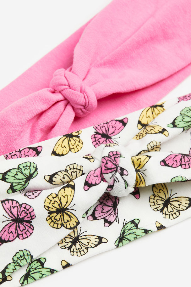 H&M 2-pack Braid-detail Hairband Pink/butterflies
