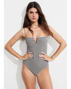 Bandeau Swimsuit Black/white Checks