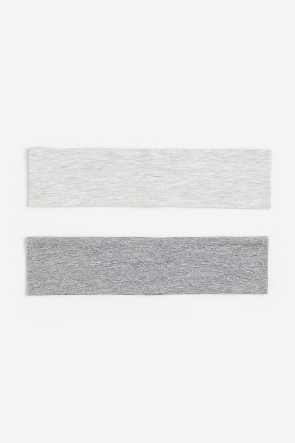 H&M 2-pack Jersey Headbands Grey Marl
