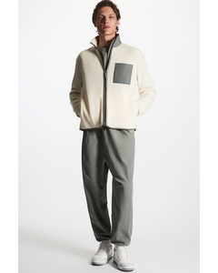 Relaxed-fit Ripstop-trimmed Fleece Jacket Cream / Grey