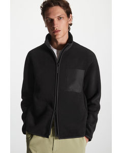 Relaxed-fit Ripstop-trimmed Fleece Jacket Black