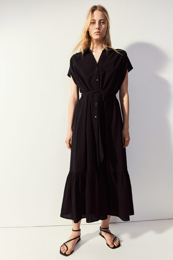 H&M Tie-belt Shirt Dress Black