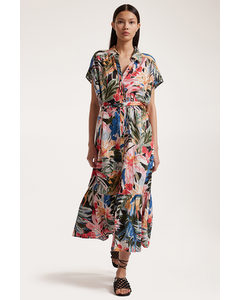 Tie-belt Shirt Dress Black/floral