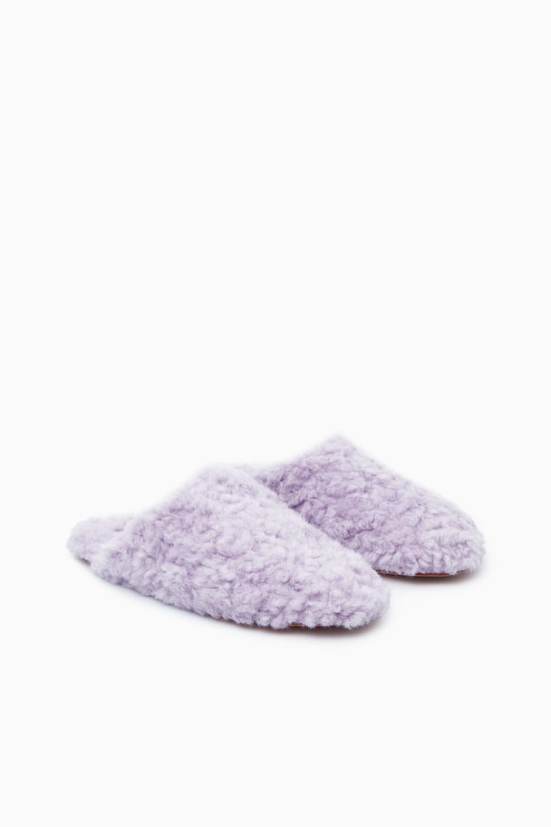 COS Faux Shearling Slippers Lilac
