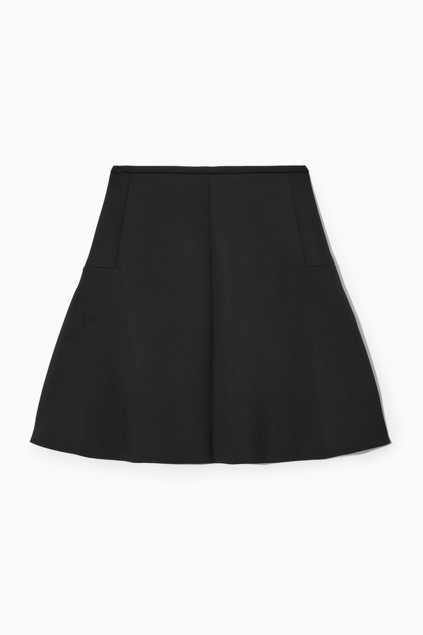 COS Flared Scuba Mini Skirt Black