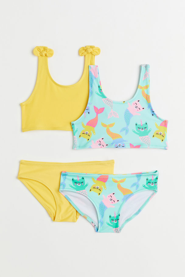 H&M Set Van 2 Bikini‘s Lichtturkoois/geel