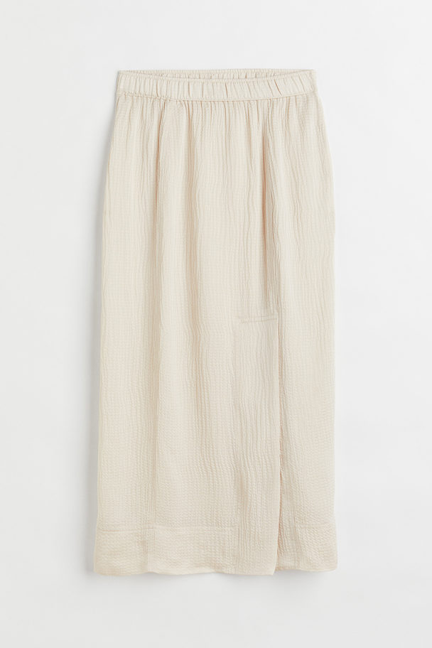 H&M Silk-blend Crêpe Skirt Light Beige