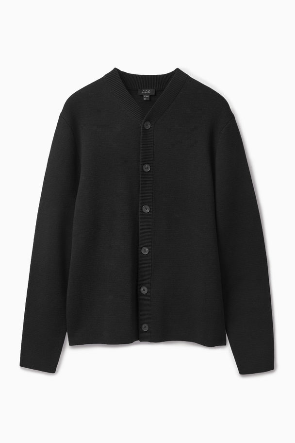 COS Cotton And Wool-blend Knitted Cardigan Black