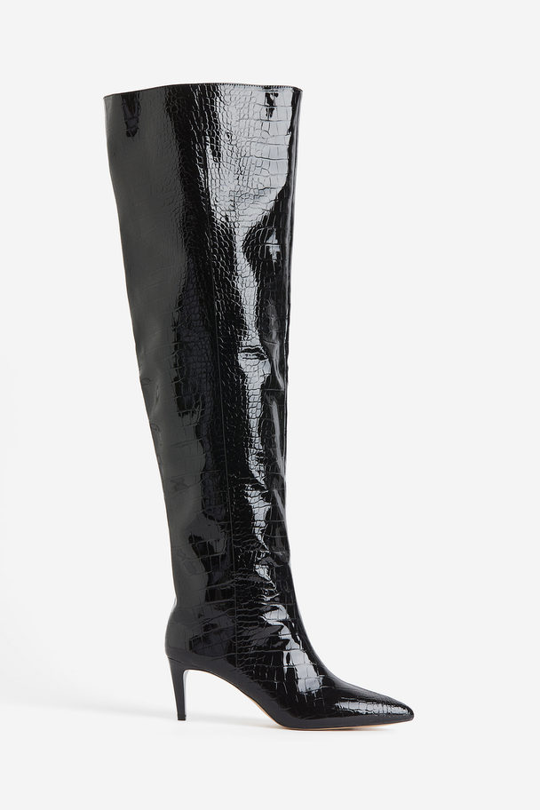 H&M Overknee Laarzen Zwart