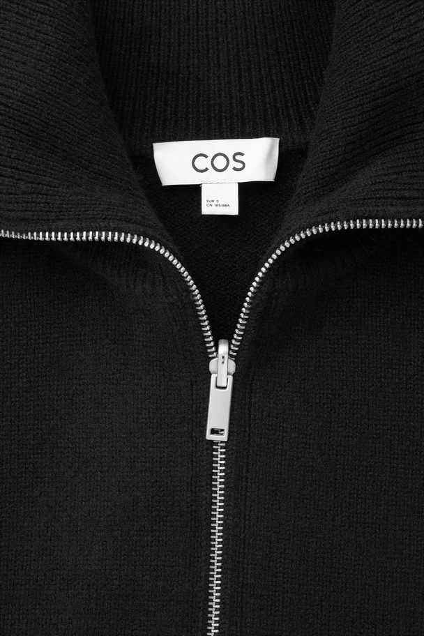 COS Waisted Knitted Wool Bomber Jacket Black