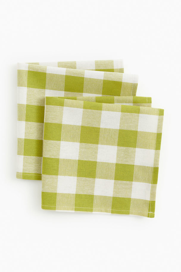 H&M HOME 2-pack Cotton Napkins Green/checked