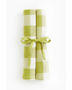 2-pack Cotton Napkins Green/checked