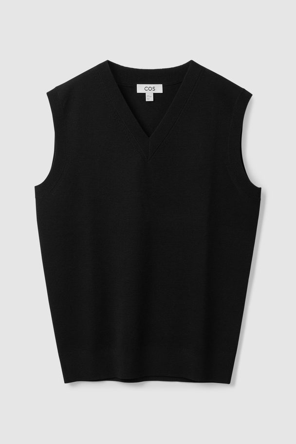 COS V-neck Wool Vest Black