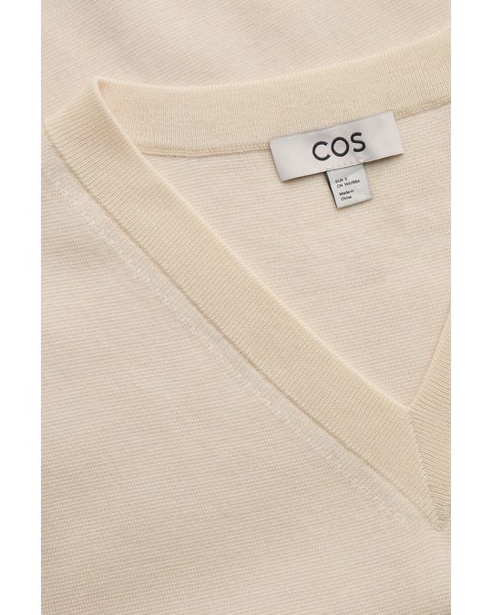 COS V-neck Wool Vest Cream