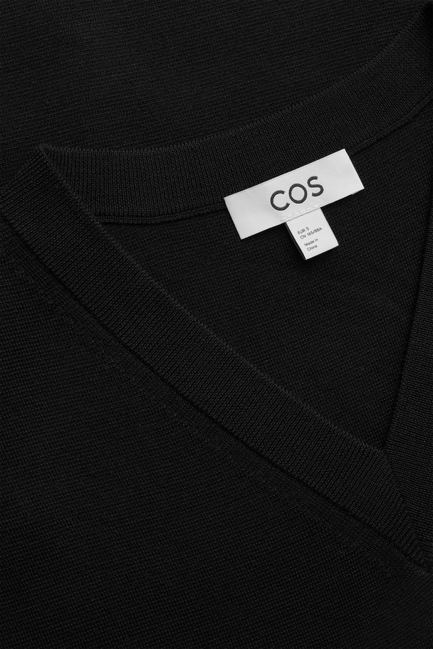 COS V-neck Wool Vest Black