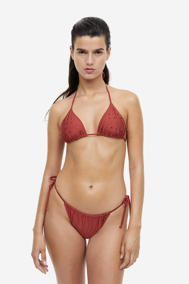 H&M Wattiertes Triangel-Bikinitop Rot