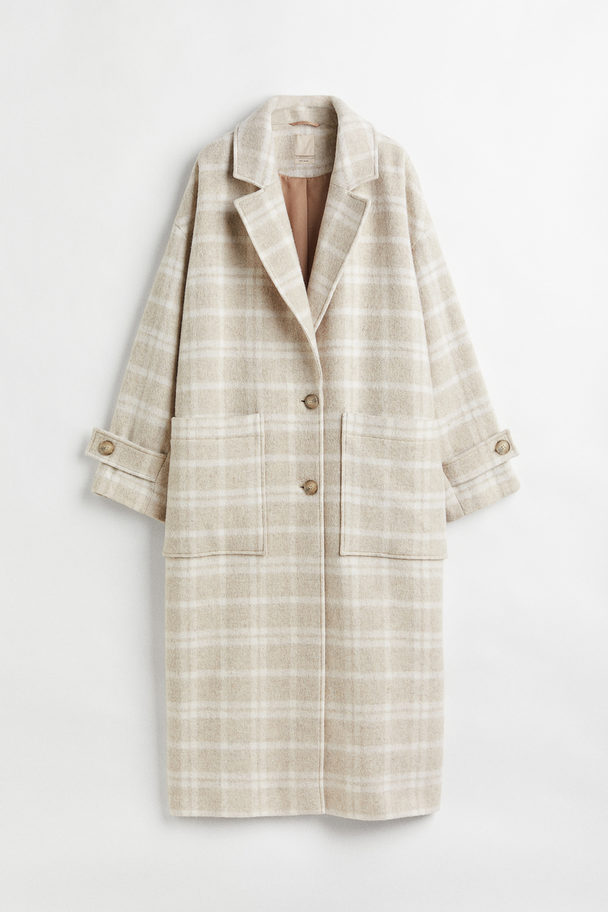 H&M Wool-blend Coat Beige/checked