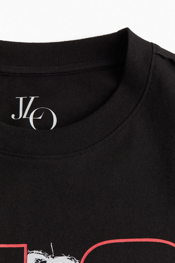 H&M Oversized T-Shirt mit Print Schwarz/Jennifer Lopez