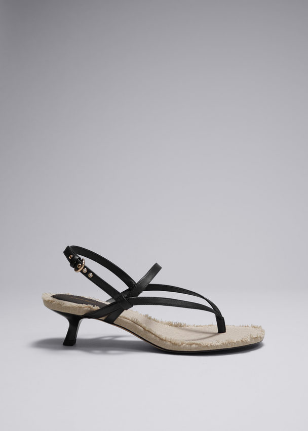 & Other Stories Fringed Leather Sandals Black