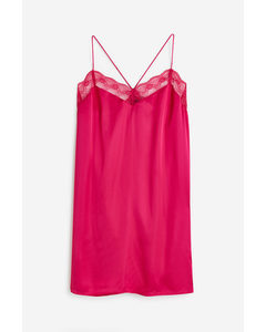 Satin Cami Mini Slip Dress Hot Pink