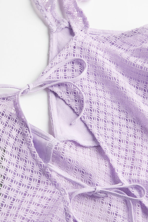 H&M Tie-detail Jersey Top Light Purple
