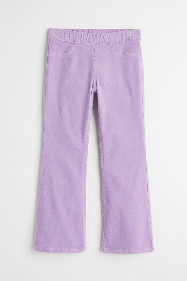 H&M Flared Corduroy Trousers Purple