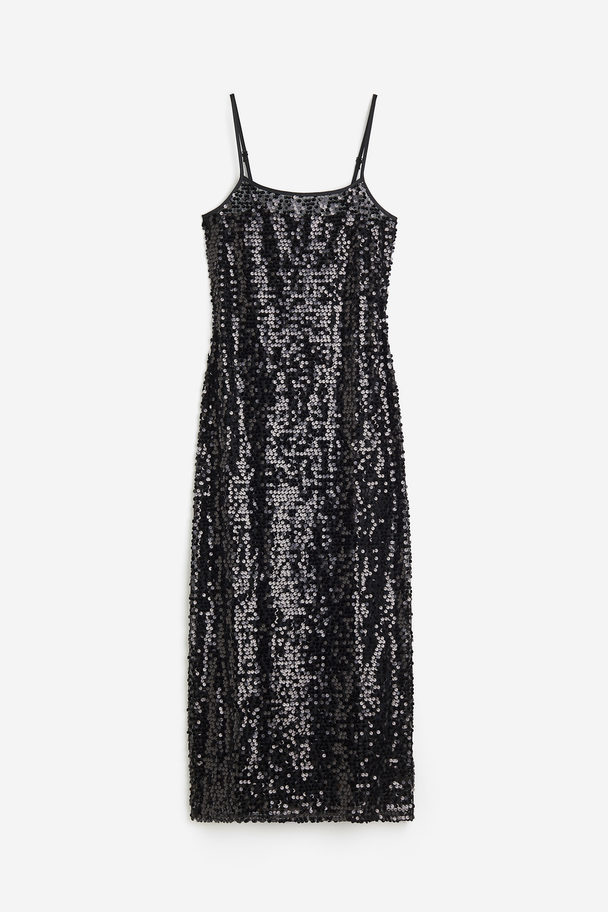 H&M Sequined Slip Dress Black