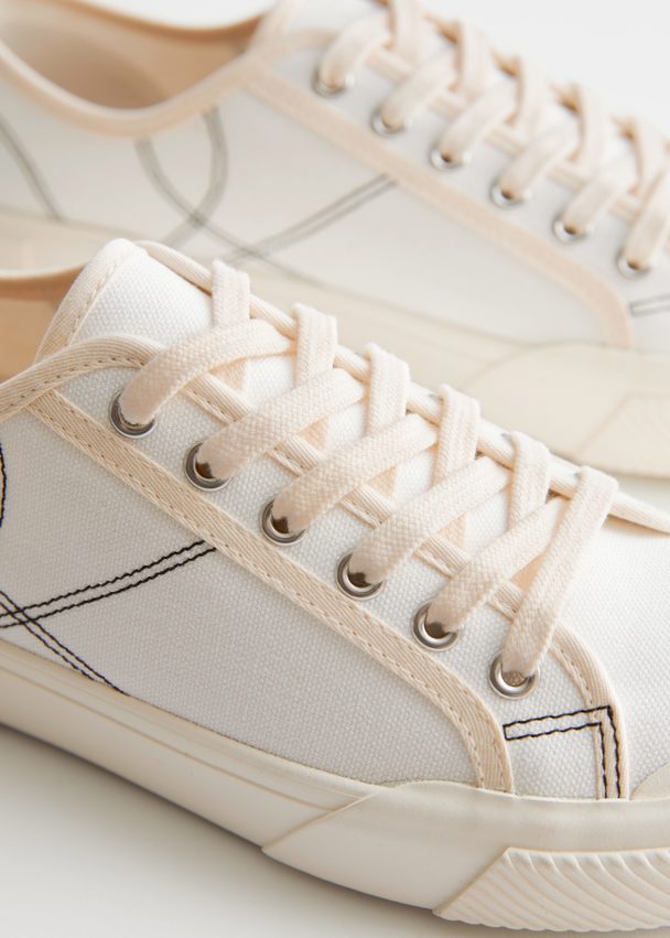 & Other Stories Contrast Stitch Canvas Sneakers Cream