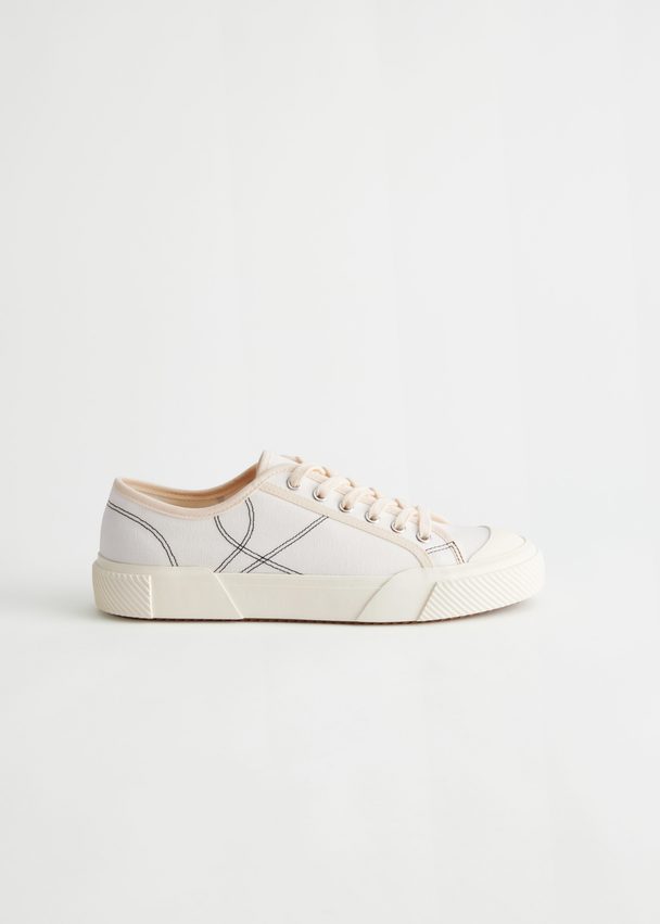 & Other Stories Contrast Stitch Canvas Sneakers Cream