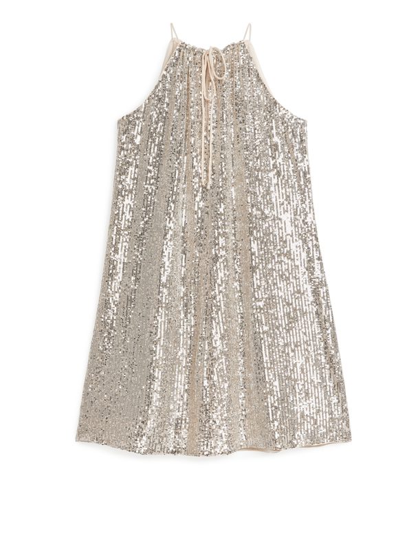 ARKET Sequin Strap Dress Silver