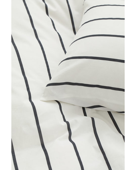 H&M HOME Double/king Duvet Cover Set White/striped