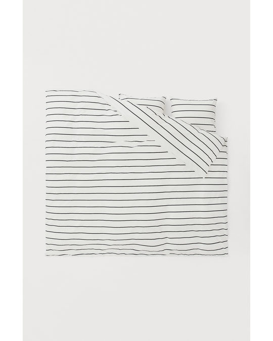H&M HOME Double/king Duvet Cover Set White/striped